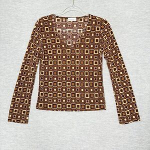 Vintage Womens Top Size Medium Metallic Party Disco Ninety Y2K Brown‎ Earth Tone